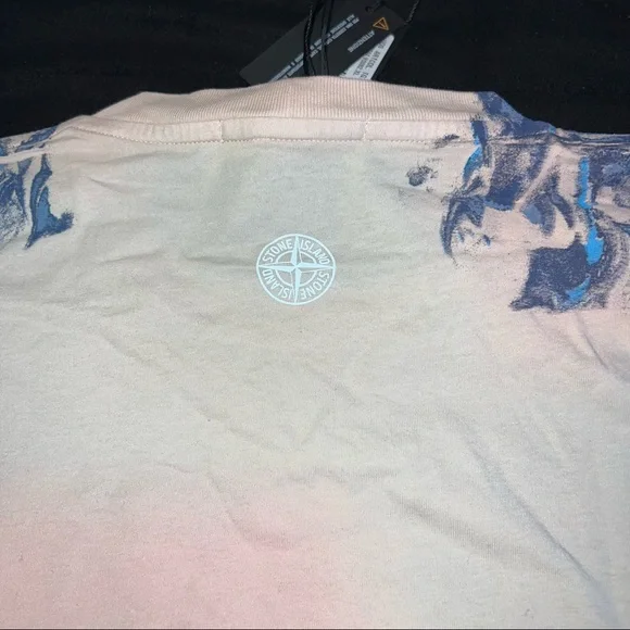 NEW STONE ISLAND Big Print Pink Paint Tee T-Shirt size XL